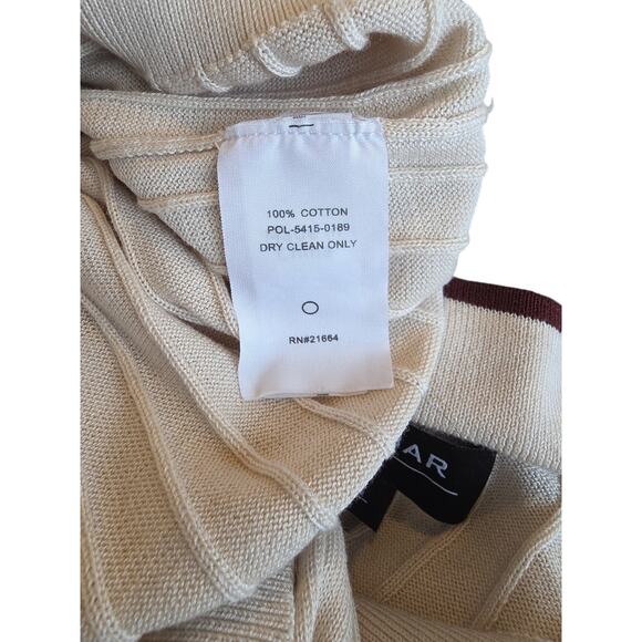 Tie Bar Ribbed Sweater Polo color is vintage Ivory, Mens Large - Picture 7 of 7